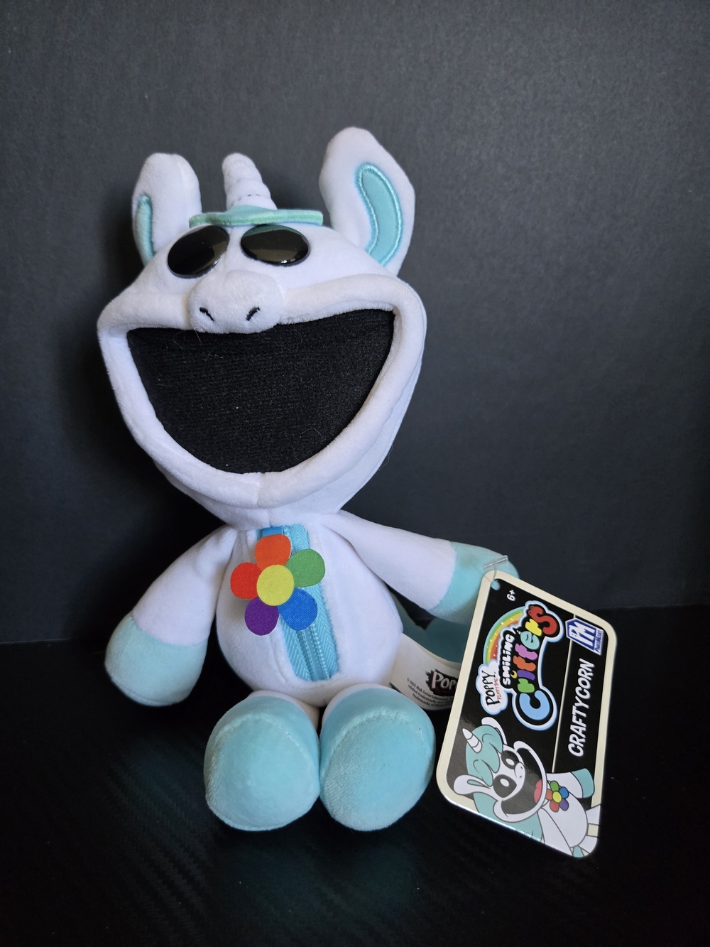 Poppy Playtime Smiling Critters CraftyCorn Plush Unicorn White Teal Horror Game